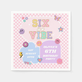 Zes is een vibe preppy patch 6e verjaardagsfeest servet