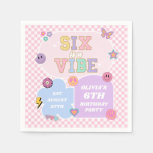 Zes is een vibe preppy patch 6e verjaardagsfeest servet