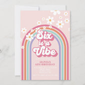 Zes is een Vibe Rainbow 6e verjaardag Kaart (Voorkant)