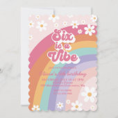 Zes is een Vibe Rainbow 6th Birthday uitnodiging (Voorkant)