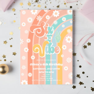 Zes is een vibe Rainbow Daisy 6e verjaardagsfeestj Kaart