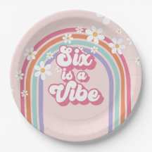 Zes is een Vibe Rainbow Pink 6th Verjaardag