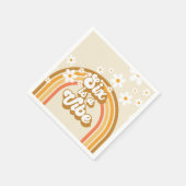 Zes is een Vibe Retro Rainbow Groovy 6e verjaardag Servet (Hoek)