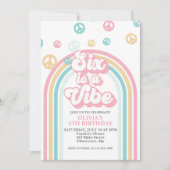 Zes is een Vibe Retro Summer Rainbow-uitnodiging Kaart (Voorkant)
