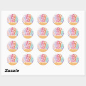 Zes is een Vibe Retro Sunshine Rainbow Daisy Ronde Sticker (Vel)