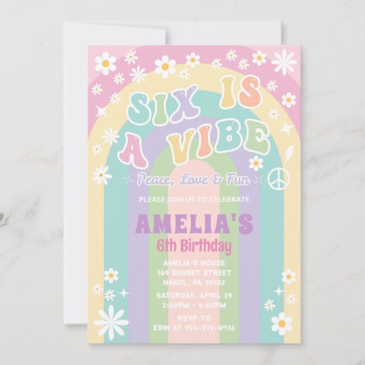Zes is een vibe verjaardag uitnodiging (Voorkant)