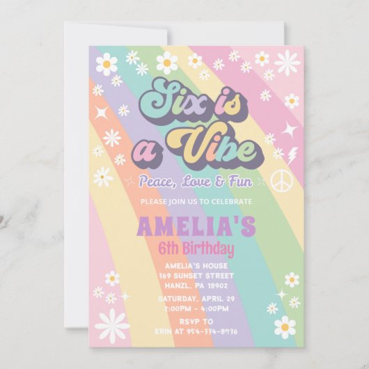 Zes is een vibe verjaardag uitnodiging (Voorkant)