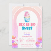 Zes is zo lief cupcake zesde verjaardag kaart (Voorkant)