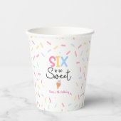 Zes is zo lief ijsje 6e verjaardagsfeest papieren bekers (Voorkant)