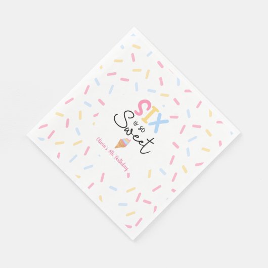 Zes is zo lief ijsje 6e verjaardagsfeest servet (Hoek)