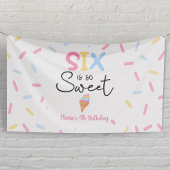 Zes is zo lief ijsje 6e verjaardagsfeest spandoek