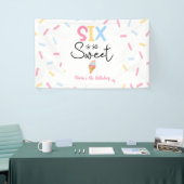 Zes is zo lief ijsje 6e verjaardagsfeest spandoek (Beurs)