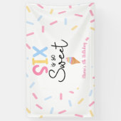 Zes is zo lief ijsje 6e verjaardagsfeest spandoek (Verticaal)