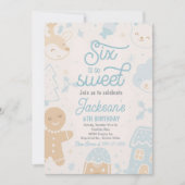 Zes is zo lief jongen kerstkoekje verjaardagsfeest kaart (Voorkant)
