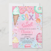 Zes is zo lief meisje 6e verjaardag uitnodiging (Voorkant)