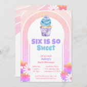 Zes is zo lief regenboog cupcake zesde verjaardag kaart (Voorkant / Achterkant)