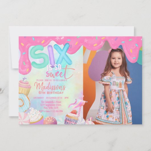 Zes is zo lieve aangepaste foto kaart (Voorkant)