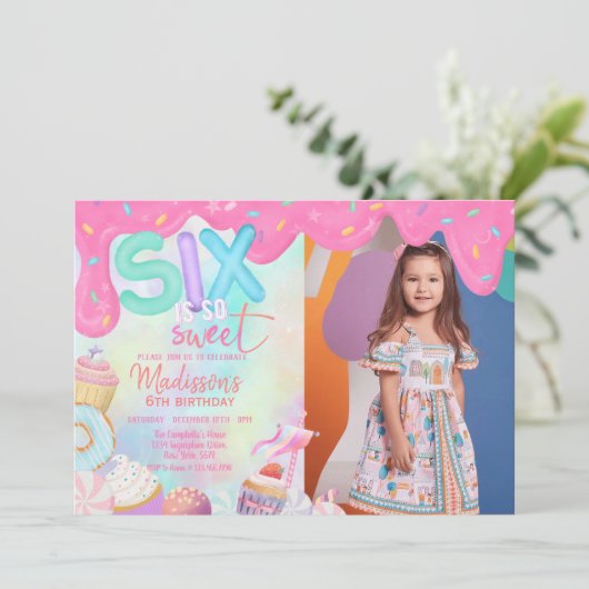 Zes is zo lieve aangepaste foto kaart (Staand voorkant)