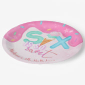 zes is zo zoet Roze Bevroren Papieren Bordje (Gekanteld)