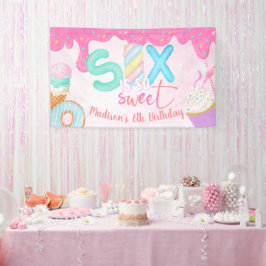 zes is zo zoet Roze Bevroren Spandoek