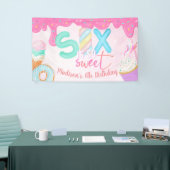 zes is zo zoet Roze Bevroren Spandoek (Beurs)