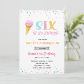 Zes is zo zoete ijsjes-uitnodiging kaart (Staand voorkant)