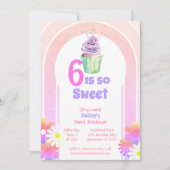 Zes is zoete kleurrijke cupcake zesde verjaardag kaart (Voorkant)