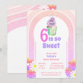 Zes is zoete kleurrijke cupcake zesde verjaardag kaart (Voorkant / Achterkant)