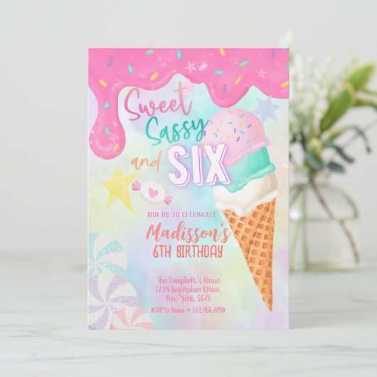 Zes is zo'n lekker ijsje kaart (Staand voorkant)