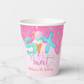 zes is zo'n roze roze bevuilende meisje papieren bekers (Achterkant)