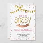 Zes jaar en sassy verjaardagsthema kaart (Voorkant)