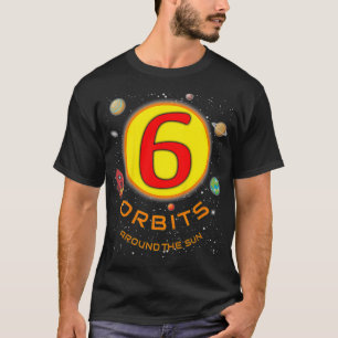 Zes jaar Kinder Kinder 6e verjaardag rond de zon T-shirt