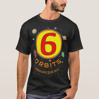 Zes jaar Kinder Kinder 6e verjaardag rond de zon T-shirt