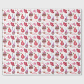 Zes jaar oud meisje met een roze koepel cadeaupapier (Vlak)