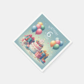 Zes jaar oude verjaardag servet (Hoek)