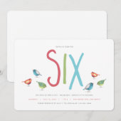 Zes jaar zesde uitnodiging van de verjaardag (Voorkant / Achterkant)