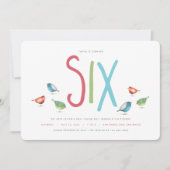 Zes jaar zesde uitnodiging van de verjaardag (Voorkant)