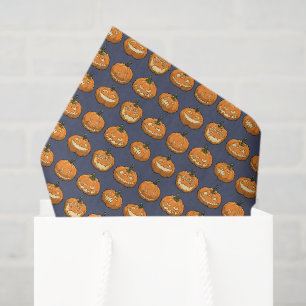 Zes Jack o'Lantern Pixel Pompoenen Patroon Tissuepapier