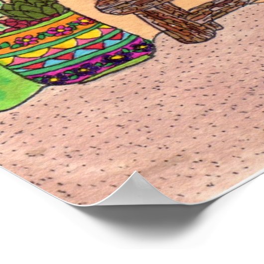 Zes katten in een Oranje Adobe House Poster (Hoek)