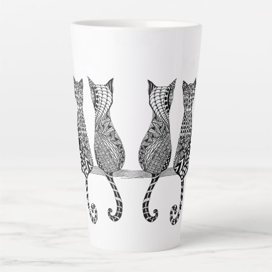 Zes Katten op een Latte Mok van de Tak (Voorkant)