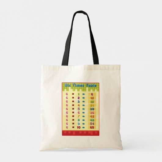 Zes keer tafel Canvas tas (Achterkant)