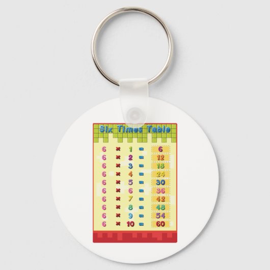 Zes keer tafel Sleutelhanger (Voorkant)
