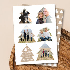 Zes kerstbomen met vijf moderne fotofeestdagen feestdagenkaart
