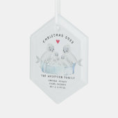 Zes kerstnaadfamilies glas ornament (Voorkant links)