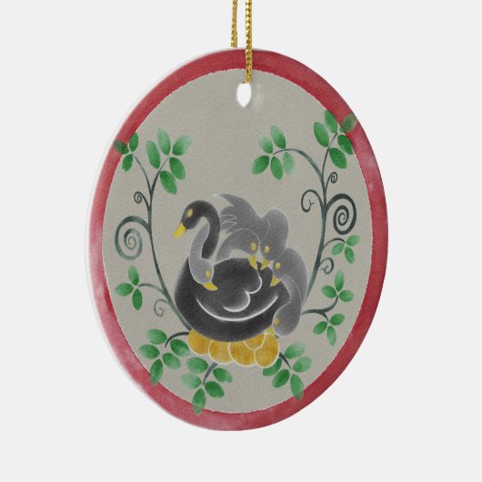 Zes kerstversiering met ganzen als legerooster keramisch ornament (Rechts)