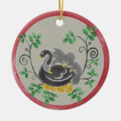 Zes kerstversiering met ganzen als legerooster keramisch ornament (Voorkant)