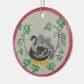 Zes kerstversiering met ganzen als legerooster keramisch ornament (Links)