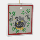 Zes kerstversiering met ganzen als legplein keramisch ornament (Rechts)