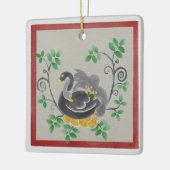 Zes kerstversiering met ganzen als legplein keramisch ornament (Links)