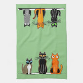 Zes keukenhanddoeken voor katten, blokdruk (Verticaal)